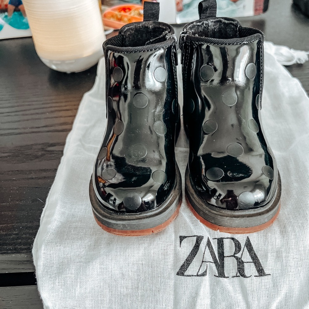 Zara Kids Black Polka Dot Boots